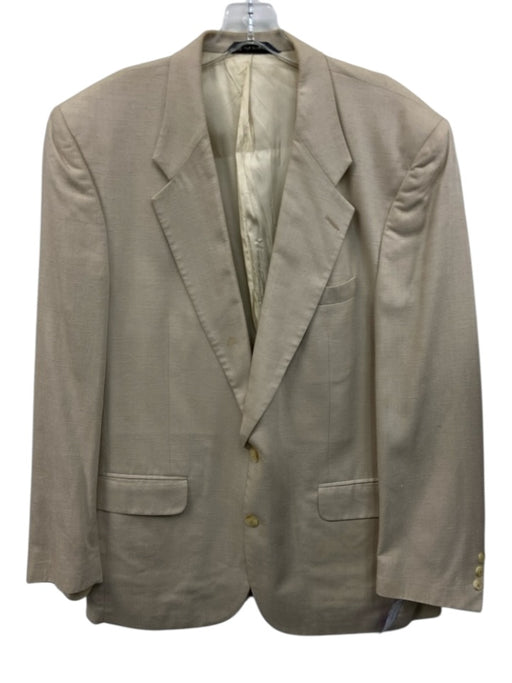 Burberrys AS IS Light Beige Silk Solid 2 Button Men's Blazer Light Beige / Est L