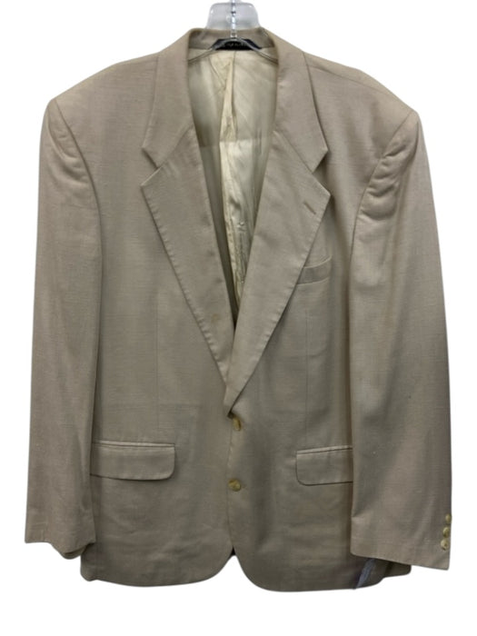 Burberrys AS IS Light Beige Silk Solid 2 Button Men's Blazer Light Beige / Est L