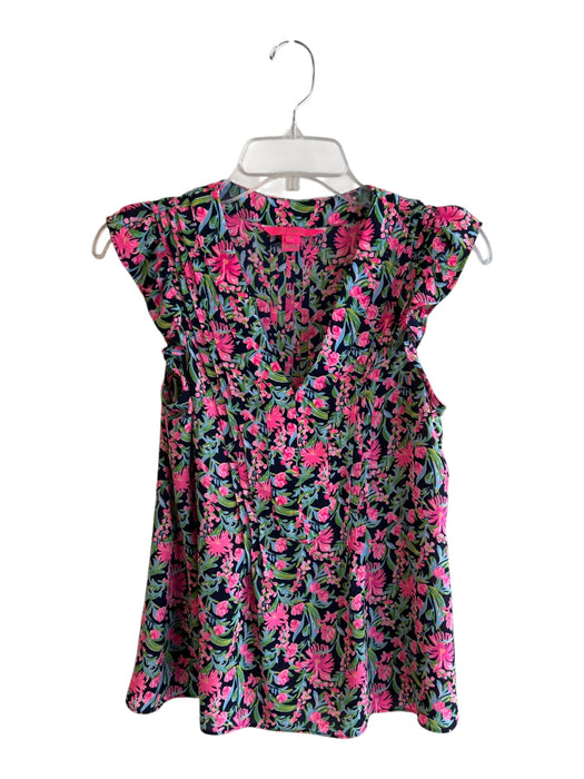 Lilly Pulitzer Size XS Black, Pink & Green Polyester Floral V Neck Top Black, Pink & Green / XS