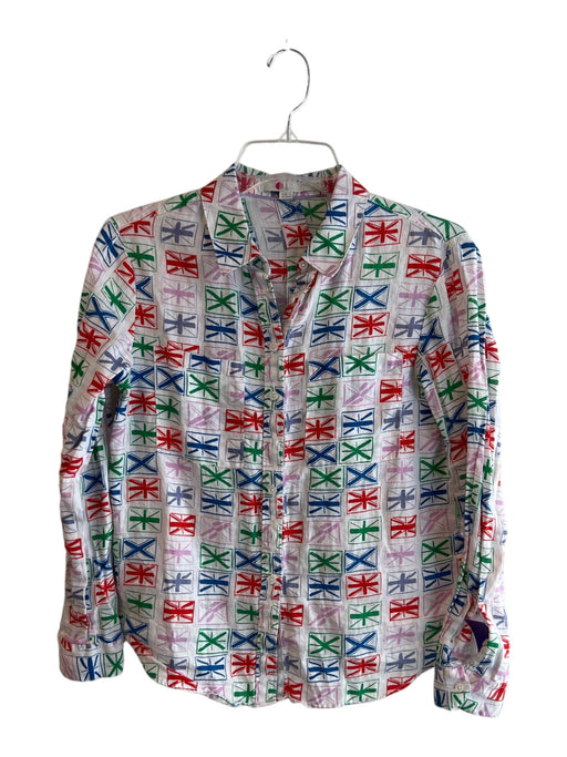 Boden Size 2P White, Blue & Multi Linen Long Sleeve Collared Button Down Top White, Blue & Multi / 2P