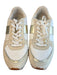 J Crew Shoe Size 7 White & Gold Suede & Nylon Low Top Lace Up Almond Toe Shoes White & Gold / 7