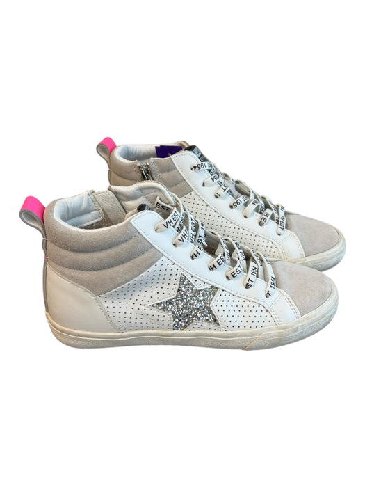 Vintage Havana Shoe Size 7 White & Gray Leather & Suede High Top Side Zip Shoes White & Gray / 7