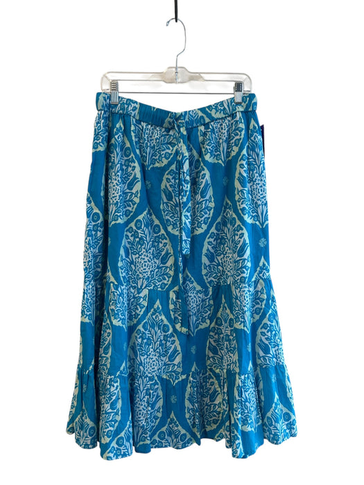 Livro Size Medium Blue & Light Green Cotton All Over Print Stretch Waist Skirt Blue & Light Green / Medium