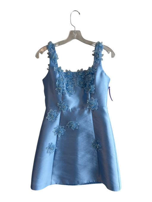 Elliatt Size Medium Sky Blue Polyester Sleeveless Back Zip Applique Dress Sky Blue / Medium