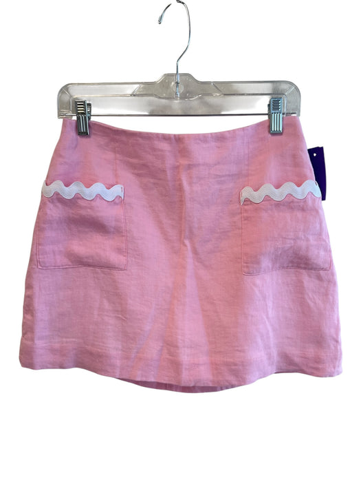 Lilly Pulitzer Size 4 Pink Cotton Lined White Trim Back Zip Skort Pink / 4