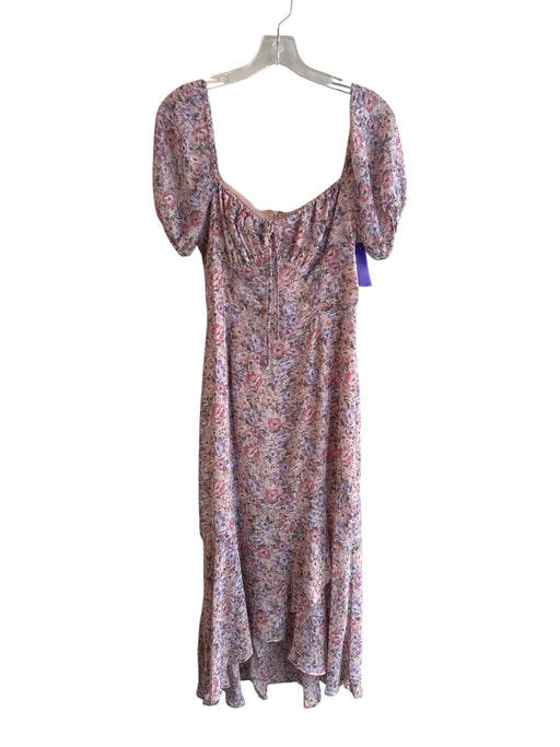 ASTR The Label Size S Mauve Polyester Square Neck Short Puff Sleeve Floral Dress Mauve / S