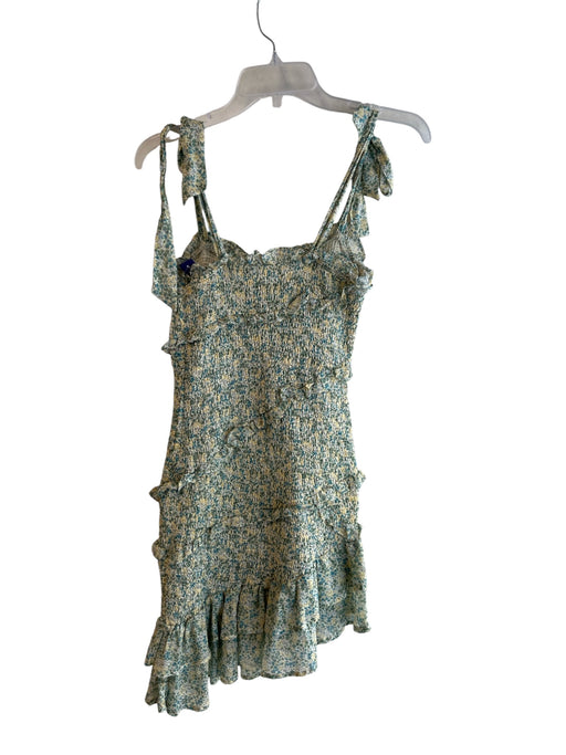 ASTR The Label Size XS Green Polyester Shirred Tie Straps Ruffle Dress Green / XS