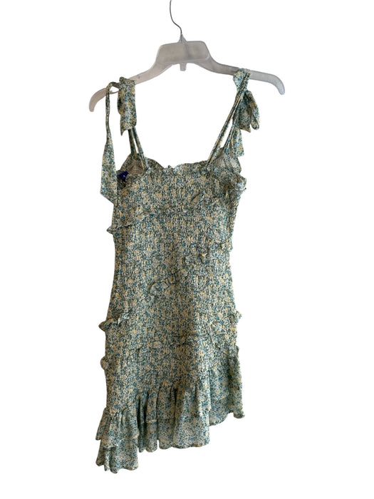 ASTR The Label Size XS Green Polyester Shirred Tie Straps Ruffle Dress Green / XS