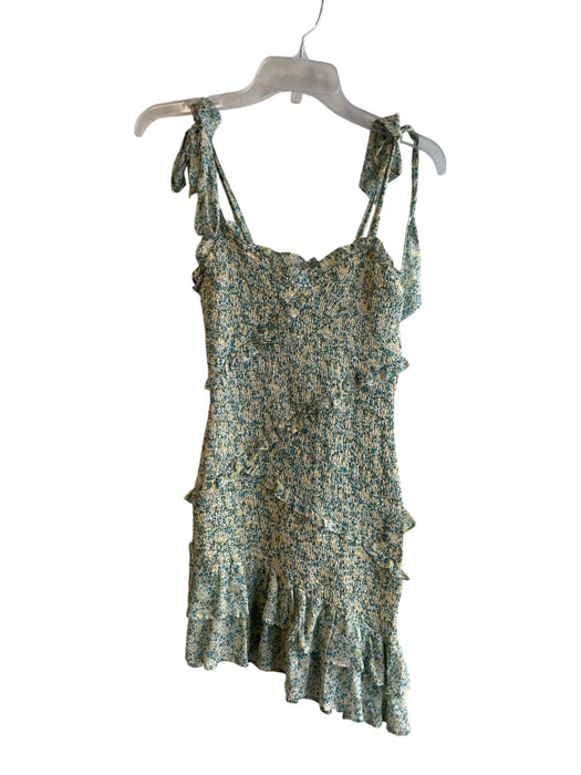 ASTR The Label Size XS Green Polyester Shirred Tie Straps Ruffle Dress Green / XS