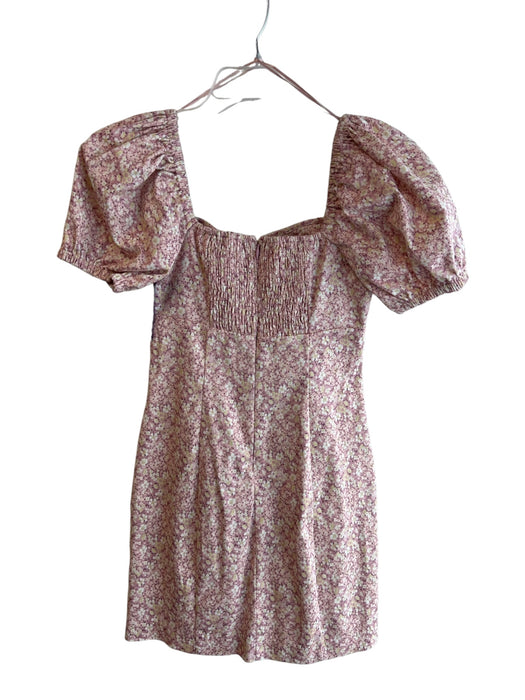 ASTR The Label Size XS Mauve Polyester Cotton Short Puff Sleeve Floral Dress Mauve / XS