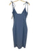 Camila Coelho Size XS Blue Polyester Tie Shoulder Decorative Buttons Dress Blue / XS
