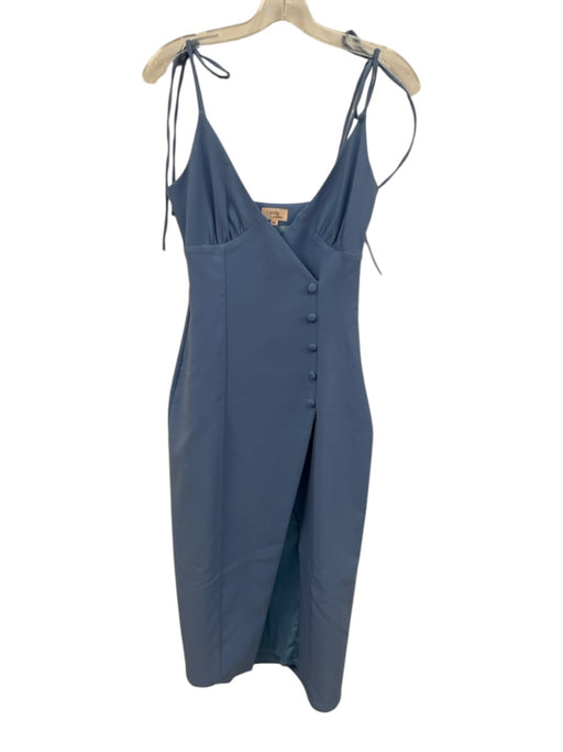 Camila Coelho Size XS Blue Polyester Tie Shoulder Decorative Buttons Dress Blue / XS