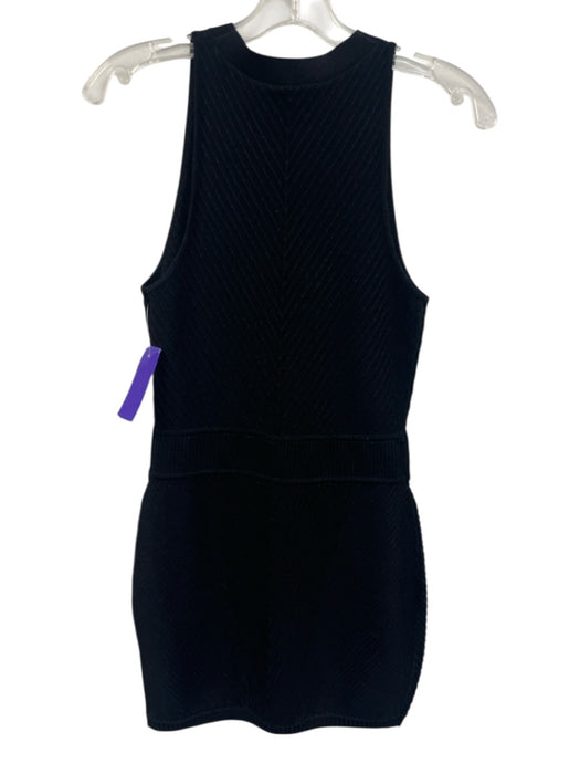 Retrofete Size XS Black Rayon Blend Metallic Thread Ribbed Knit Sleeveless Dress Black / XS