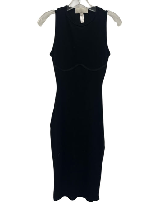 Fleur du Mal Size S Black Polyester Blend Ribbed Sleeveless Seam Detail Dress Black / S