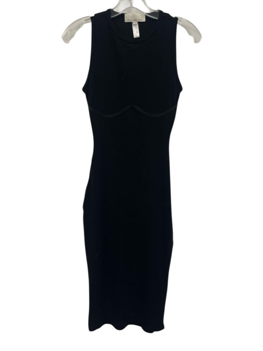 Fleur du Mal Size S Black Polyester Blend Ribbed Sleeveless Seam Detail Dress Black / S