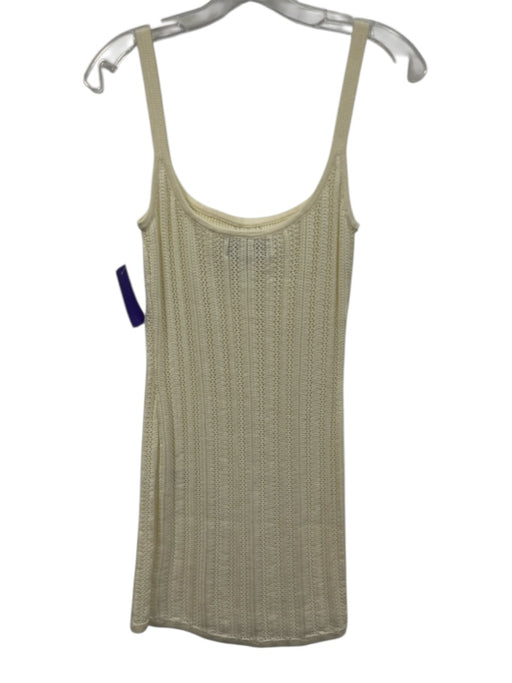 SER.O.YA Size S Cream White Rayon Blend Ribbed & Open Knit Sleeveless Dress Cream White / S
