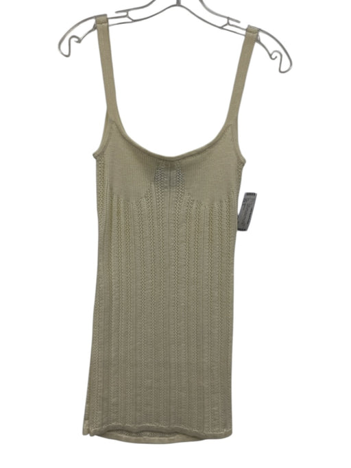 SER.O.YA Size S Cream White Rayon Blend Ribbed & Open Knit Sleeveless Dress Cream White / S