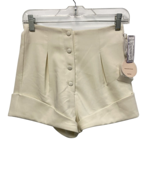 Camila Coelho Size XS Cream White Polyester Blend Cuffed Pleated Front Shorts Cream White / XS