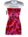 Mirae Size 38 Pink, Red & Black Cotton Blend Floral Lace Up Detail Paneled Dress Pink, Red & Black / 38