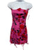 Mirae Size 38 Pink, Red & Black Cotton Blend Floral Lace Up Detail Paneled Dress Pink, Red & Black / 38