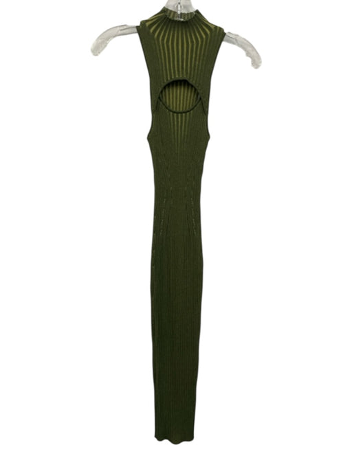 Camila Coelho Size XS Mixed Greens Viscose Blend Ribbed Knit Sleeveless Dress Mixed Greens / XS