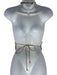 Retrofete Size S Beige & Clear Nylon Rhinestone Halter Open Back Cowl Neck Top Beige & Clear / S
