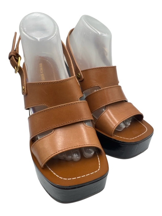 Veronica Beard Shoe Size 40 Brown Leather Upper Ankle Buckle Square Toe Sandals Brown / 40
