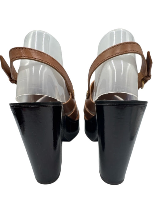 Veronica Beard Shoe Size 40 Brown Leather Upper Ankle Buckle Square Toe Sandals Brown / 40