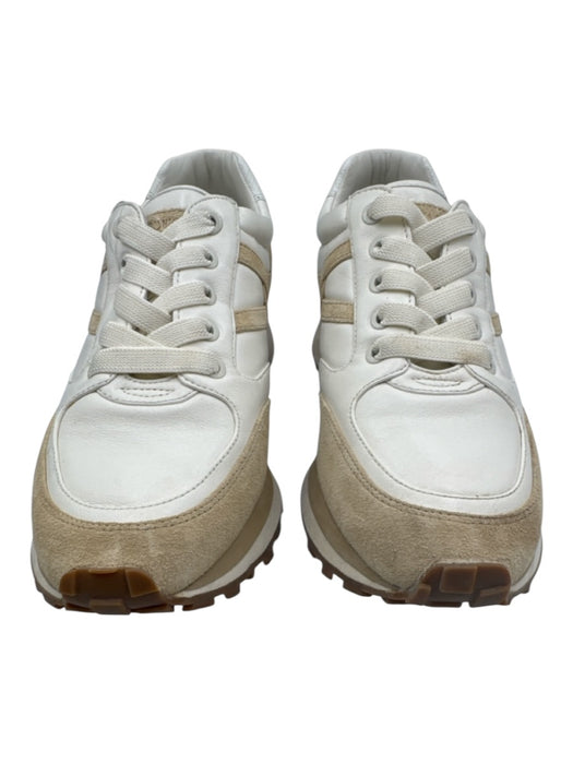 Veronica Beard Shoe Size 9.5 White & Beige Leather Upper Suede Detail Sneakers White & Beige / 9.5