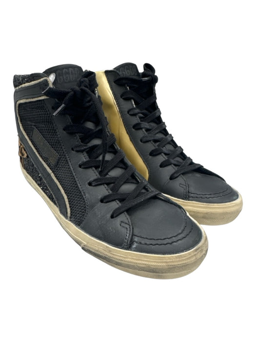 Golden Goose Shoe Size 40 Black & Gold Leather Upper Glitter Detail Sneakers Black & Gold / 40