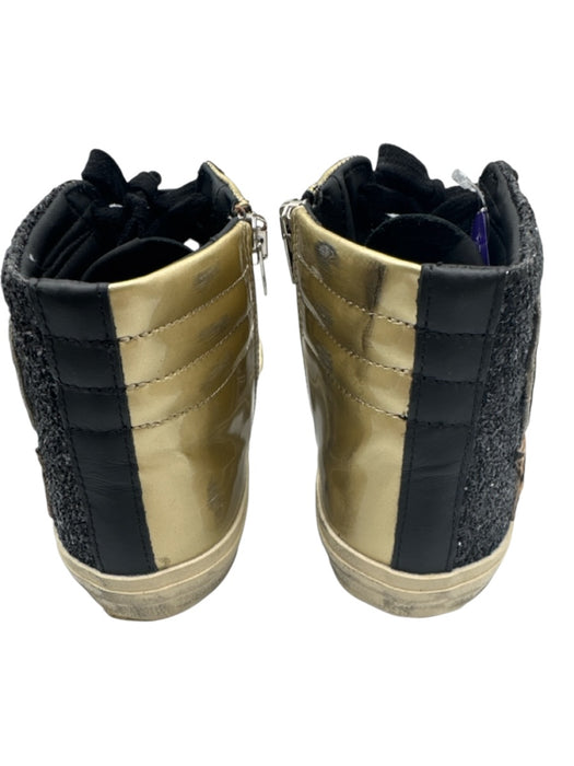 Golden Goose Shoe Size 40 Black & Gold Leather Upper Glitter Detail Sneakers Black & Gold / 40