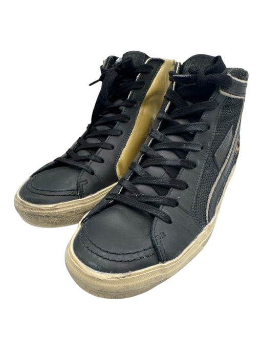 Golden Goose Shoe Size 40 Black & Gold Leather Upper Glitter Detail Sneakers Black & Gold / 40