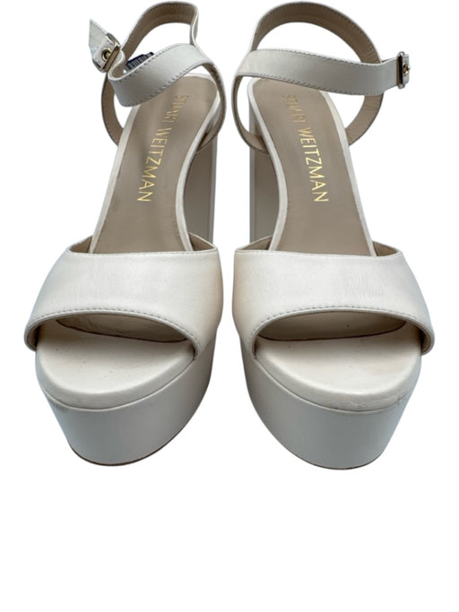 Stuart Weitzman Shoe Size 10.5 Cream Beige Leather Upper Ankle Buckle Sandals Cream Beige / 10.5