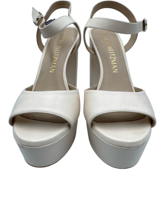 Stuart Weitzman Shoe Size 10.5 Cream Beige Leather Upper Ankle Buckle Sandals Cream Beige / 10.5