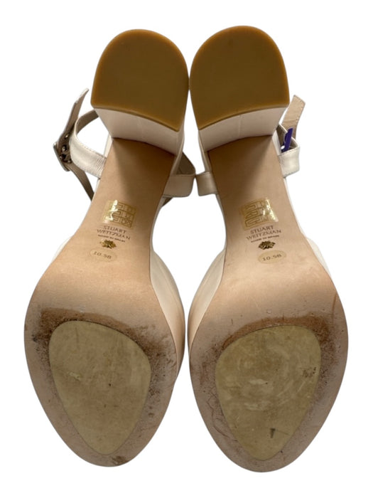 Stuart Weitzman Shoe Size 10.5 Cream Beige Leather Upper Ankle Buckle Sandals Cream Beige / 10.5