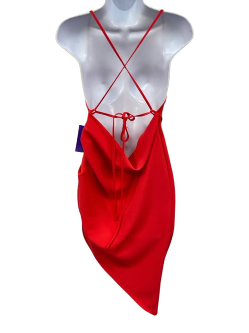 Amanda Uprichard Size S Red Polyester Cowl Neck Ruched Side Lace Up Back Dress Red / S