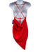 Amanda Uprichard Size S Red Polyester Cowl Neck Ruched Side Lace Up Back Dress Red / S