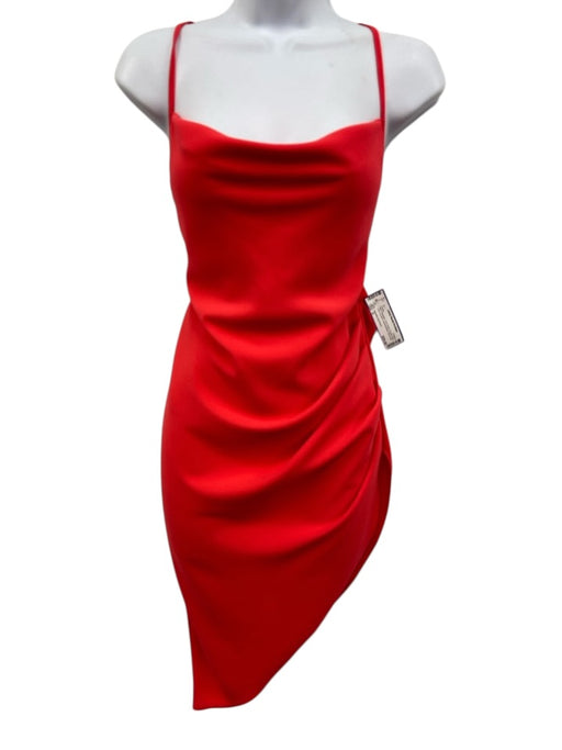 Amanda Uprichard Size S Red Polyester Cowl Neck Ruched Side Lace Up Back Dress Red / S