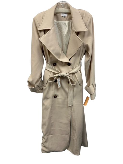 SNDYS. Size S Khaki Beige Polyester Blend Shoulder Pads Double Breasted Coat Khaki Beige / S