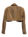 Lamarque Size S Brown Goat Suede Zip Front Collared Crop Bolero Jacket Brown / S