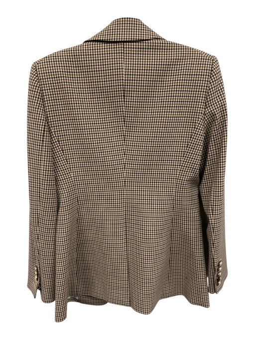 Veronica Beard Size 4 Cream, Brown & Black Wool Blend Houndstooth Blazer Jacket Cream, Brown & Black / 4