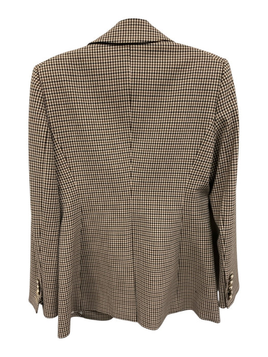 Veronica Beard Size 4 Cream, Brown & Black Wool Blend Houndstooth Blazer Jacket Cream, Brown & Black / 4