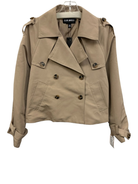 Steve Madden Size XS Khaki Beige Polyester Double Breasted Button Front Jacket Khaki Beige / XS