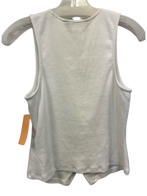 Veronica Beard Size S White Pima Cotton Blend Ribbed Sleeveless Button Front Top White / S
