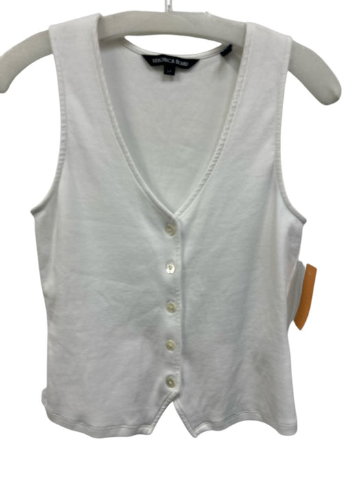Veronica Beard Size S White Pima Cotton Blend Ribbed Sleeveless Button Front Top White / S