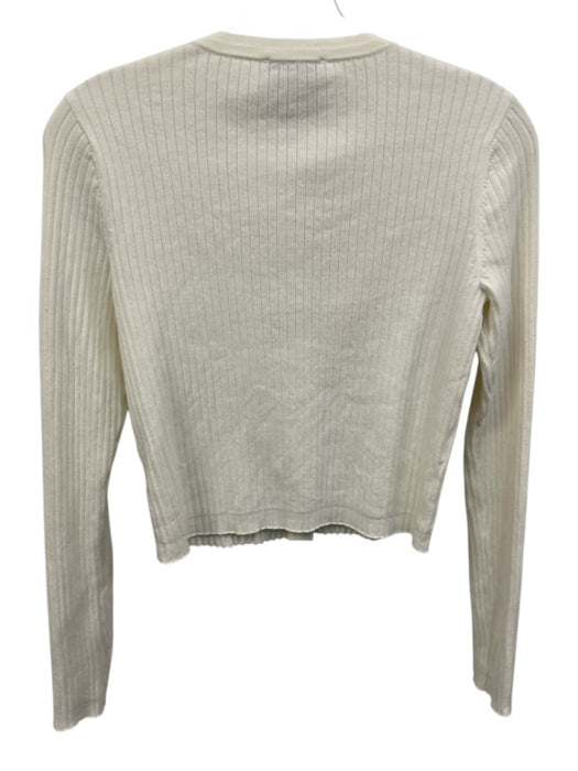 Reformation Size S Cream White Cotton Blend Ribbed Knit Button Front Sweater Cream White / S