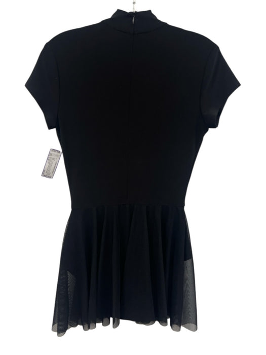 Norma Kamali Size S/36 Black Polyester Blend Cap Sleeve Mock Neck Bodysuit Dress Black / S/36