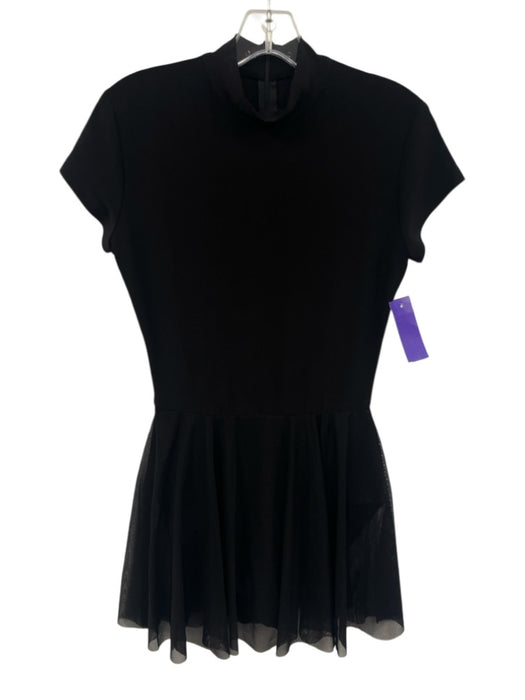 Norma Kamali Size S/36 Black Polyester Blend Cap Sleeve Mock Neck Bodysuit Dress Black / S/36