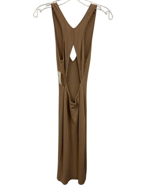 Michael Costello x Revolve Size XS Brown Rayon Blend Ribbed Knit V Neck Dress Brown / XS