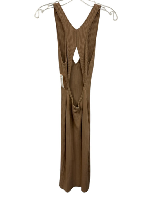 Michael Costello x Revolve Size XS Brown Rayon Blend Ribbed Knit V Neck Dress Brown / XS